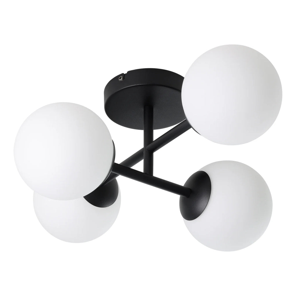 Plafoniera Contemporanea Castrovido Acciaio Nero Bianco 4 Luci G9 4,2 Ip44