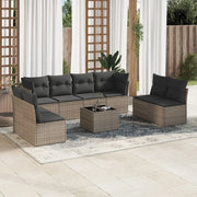 Set Divano da Giardino 9 pz con Cuscini Grigio in Polyrattan 3249299