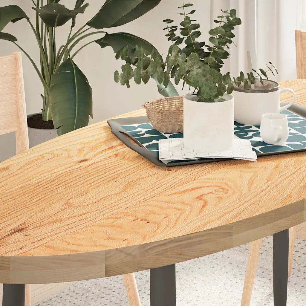 vidaXL Piano per Tavolo 140x60x4 cm in Rovere Massello Ovale