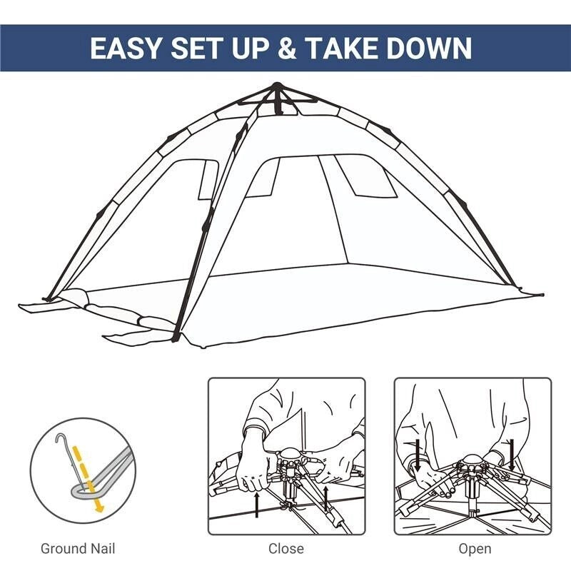 TENDA POP UP CON FINESTRE TRAFORATE E PORTA RICHIUDIBILE 220 X 173 X 120 CM
