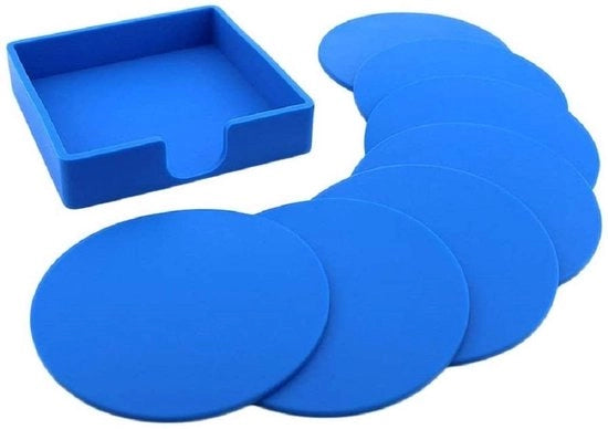 Set di 6 piatti di sospensione rotondi da 9,8 cm con supporto, piatti di sospensione in silicone termoresistente, piatti di sospensione per bicchieri, piatti di sospensione antiscivolo per bicchieri (blu)