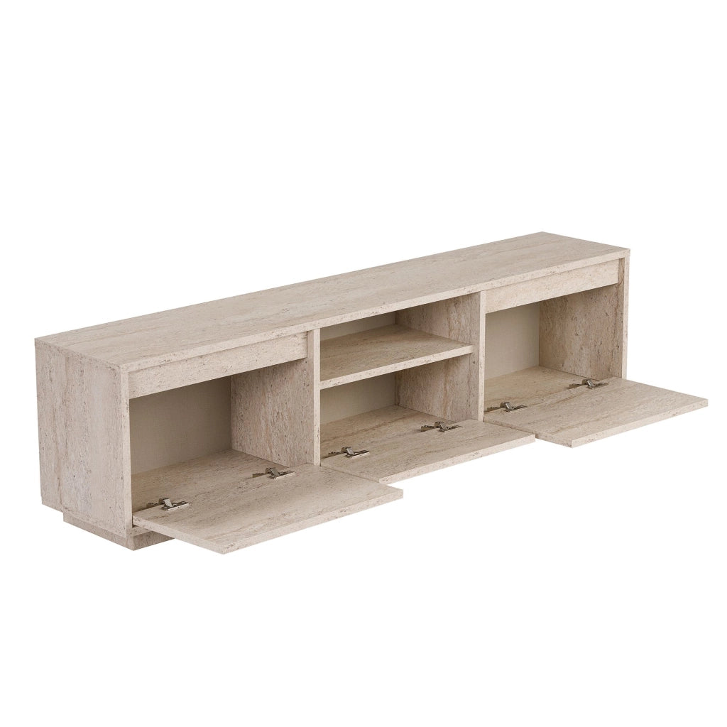 Morrigan, Mobile Porta tv un Ripiano, 160x30x42h cm Bianco Marmo