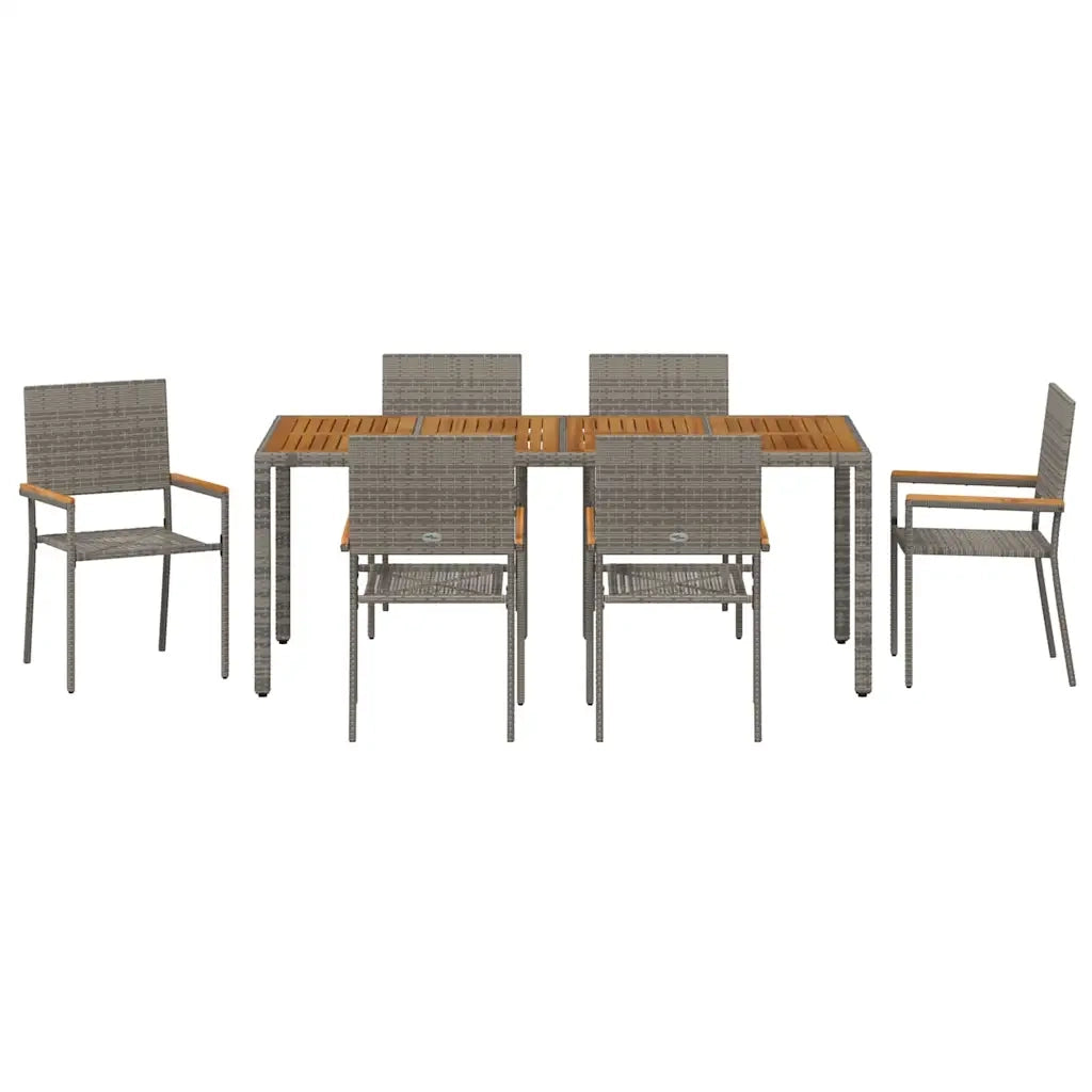 Set da Pranzo per Giardino 7 pcs Grigio polyrattan 3365411
