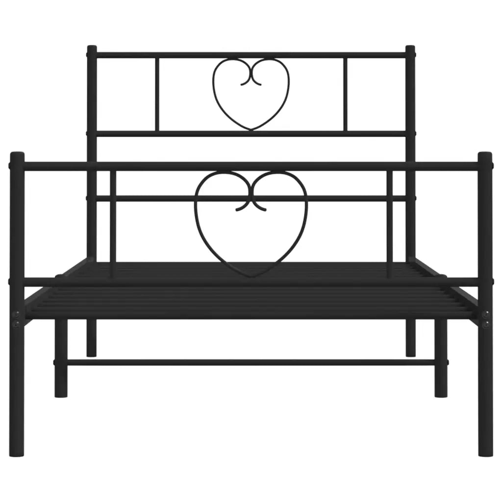 Giroletto con Testiera e Pediera Metallo Nero 107x203 cm 355477