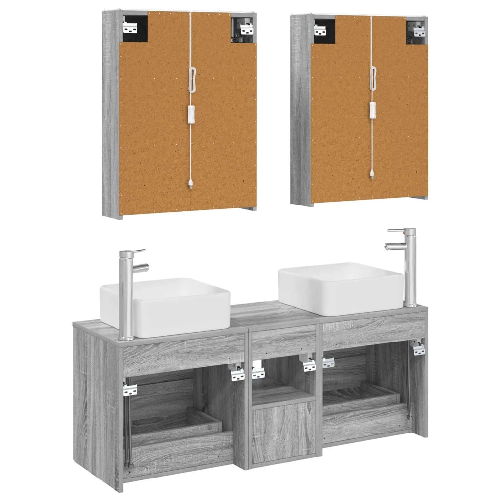 Set di mobili per il bagno 5 pcs Sonoma grigio 3406772