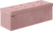 Seduta con spazio di stoccaggio, divano letto pieghevole, 38 x 110 x 38 cm, sgabello, cassetto di stoccaggio, fino a 300 kg sostenibile, per soggiorno, camera da letto, ingresso, pastello rosa