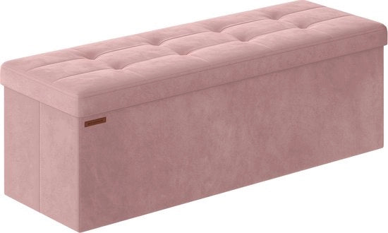 Seduta con spazio di stoccaggio, divano letto pieghevole, 38 x 110 x 38 cm, sgabello, cassetto di stoccaggio, fino a 300 kg sostenibile, per soggiorno, camera da letto, ingresso, pastello rosa