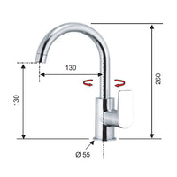 Rubinetto lavello con canna corta girevole - serie dream