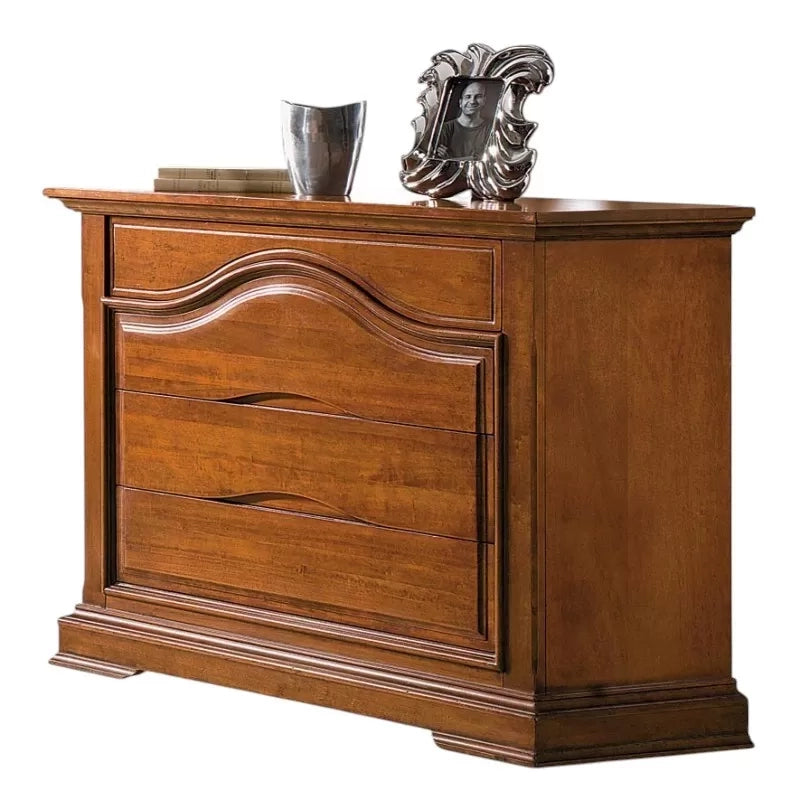cassettiera classica 4 cassetti legno tinta noce 125x52x99 (495) - Mobili 2G