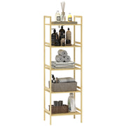 Scaffale Bagno 43,5x31,5x142 cm  a 5 Ripiani Regolabili in Bambù