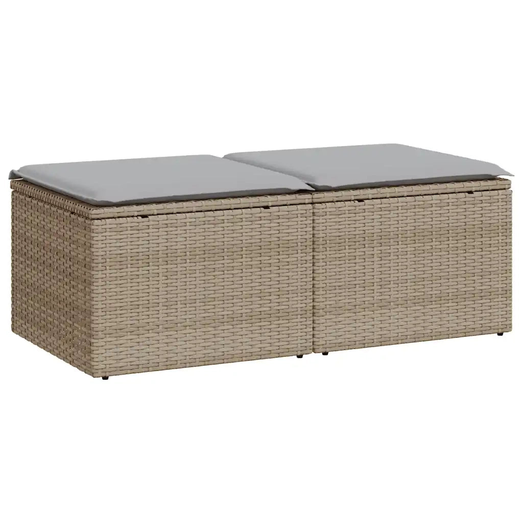 Set Divano da Giardino 2 pz | Set Salotto da Giardino con Cuscini Beige Polyrattan Acacia