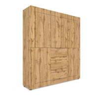 Credenza alta 5 ante/3 cassetti 150x35x165 cm quercia natura - ELIOS