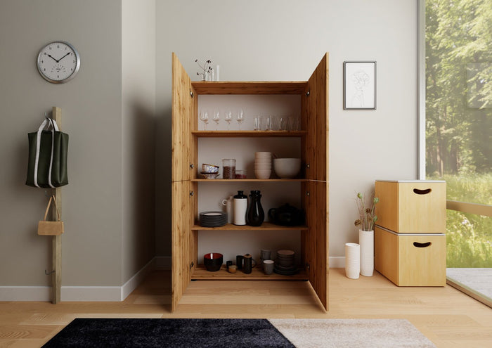 Credenza alta 4 ante 100x35x165 cm quercia natura - ELIOS