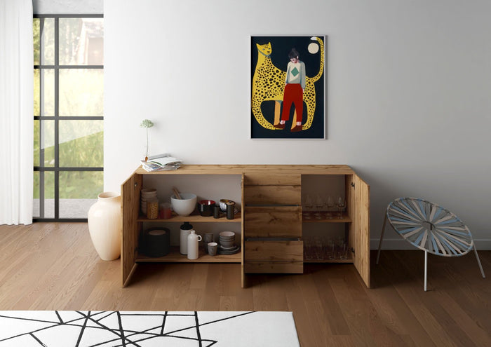 Madia 3 ante/3 cassetti 200x40x83,5 cm quercia natura - ELIOS