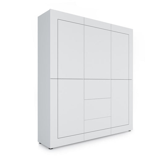 Credenza alta 5 ante/3 cassetti 150x35x165 cm bianco lucido - ELIOS