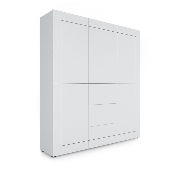 Credenza alta 5 ante/3 cassetti 150x35x165 cm bianco lucido - ELIOS