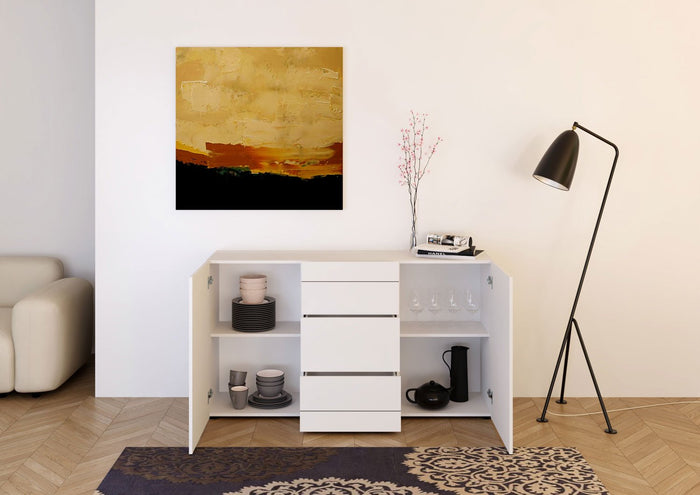 Madia 2 ante/3 cassetti 150x40x83,5 cm bianco lucido - ELIOS