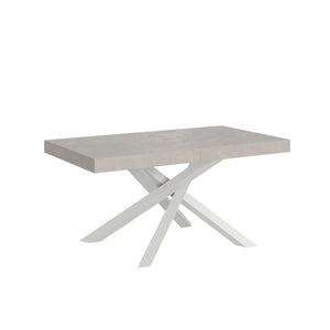 Tavolo da pranzo Allungabile - VOLANTIS Dimensioni: 160x90/420, Bordo: In tinta, Colore: Cashmere, Telaio: Bianco