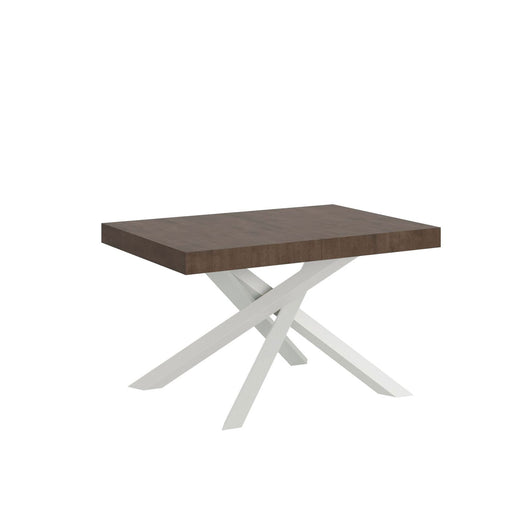 Tavolo da pranzo Allungabile - VOLANTIS Dimensioni: 120x90/380, Telaio: Bianco, Bordo: In tinta, Colore: Noce