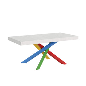 Tavolo da pranzo Allungabile - VOLANTIS Telaio: 4/B, Dimensioni: 180x90/284, Bordo: In tinta, Colore: Bianco Frassino