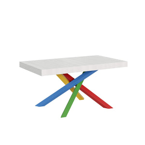 Tavolo da pranzo Allungabile - VOLANTIS Telaio: 4/B, Dimensioni: 160x90/264, Colore: Bianco Frassino, Bordo: In tinta