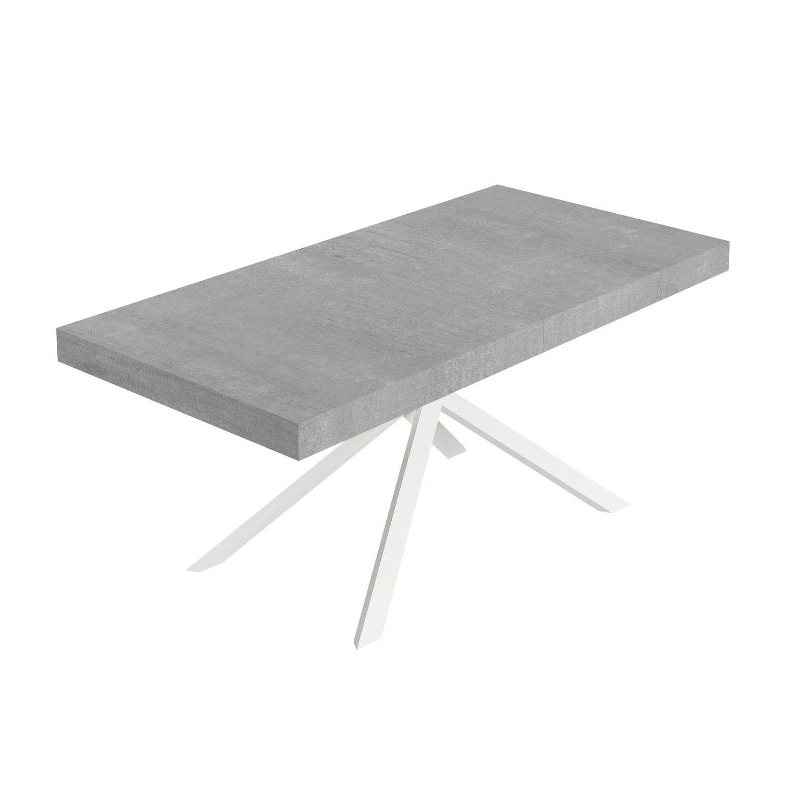 Tavolo da pranzo Allungabile - NIKET Colore: Cemento, Telaio: Bianco, Dimensioni: 180x90/440