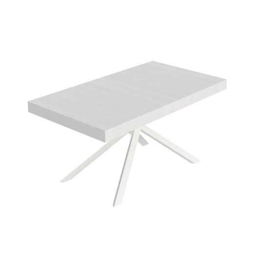 Tavolo da pranzo Allungabile - NIKET Colore: Bianco Frassino, Telaio: Bianco, Dimensioni: 160x90/264