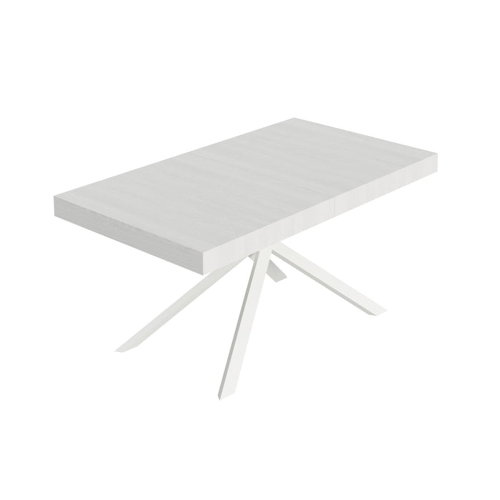 Tavolo da pranzo Allungabile - NIKET Colore: Bianco Frassino, Telaio: Bianco, Dimensioni: 160x90/264