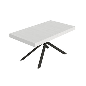 Tavolo da pranzo Allungabile - NIKET Colore: Bianco Frassino, Dimensioni: 160x90/420, Telaio: Antracite
