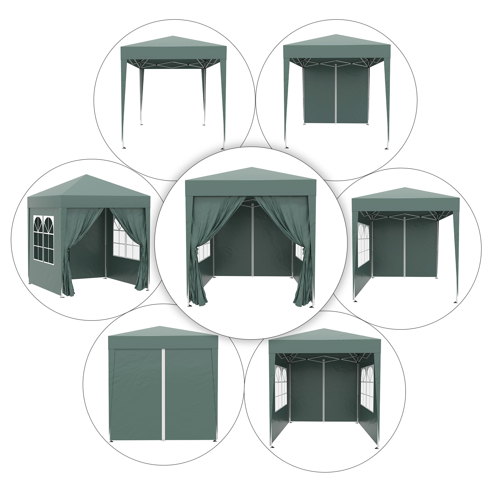 Gazebo Pieghevole 2x2m in Metallo e Poliestere Verde