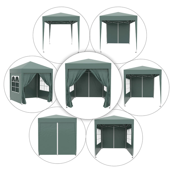 Gazebo Pieghevole 2x2m in Metallo e Poliestere Verde