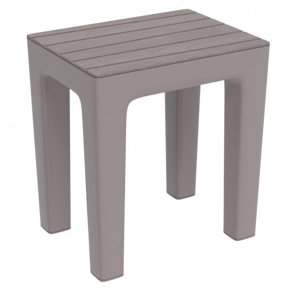 Sgabello da Bagno Multiuso in Plastica Effetto Legno Woody Colore: Tortora