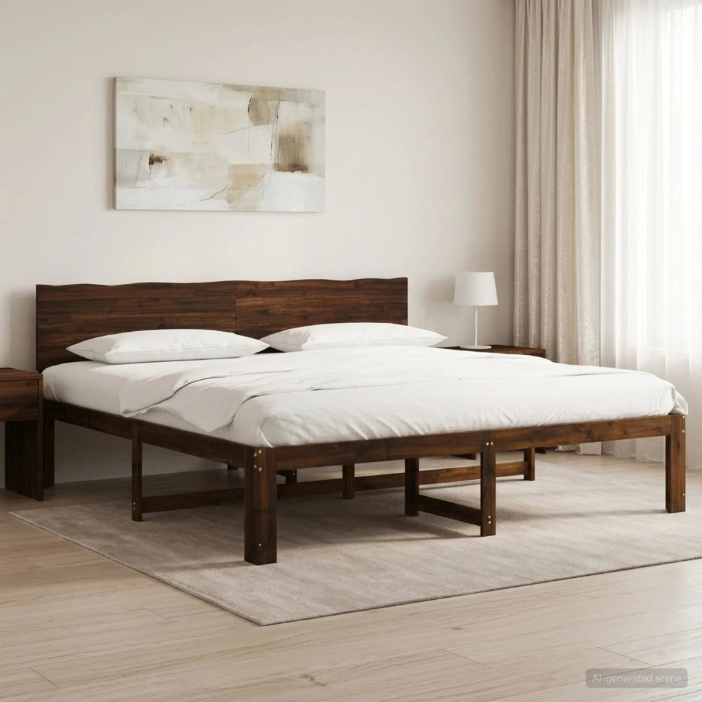 Letto matrimoniale con testiera ROSTOCK Marrone Scuro 3405458