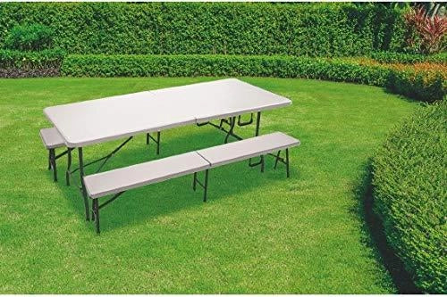 TAVOLO PICNIC BIRRERIA PIEGHEVOLE VALIGETTA BIANCO 181X74X74 CM USATO COME NUOVO
