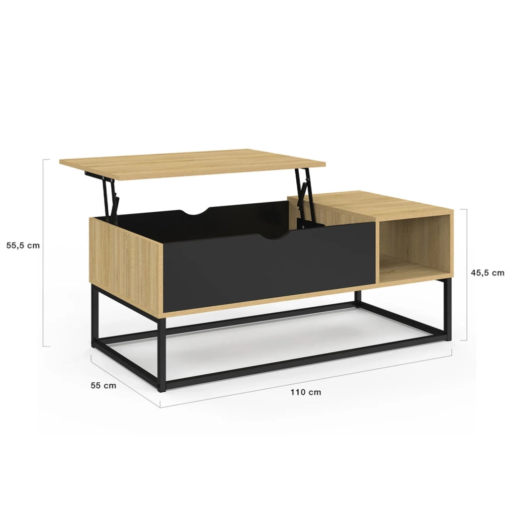 IDMarket - Tavolino BOSTON con contenitore dal design industriale