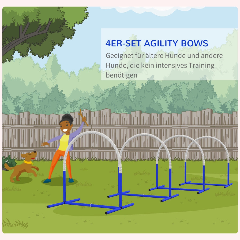 Set Agilita' per Cani ¨C zephmum ¨C 4 Archi, Blu+Bianco, 88x64x95cm