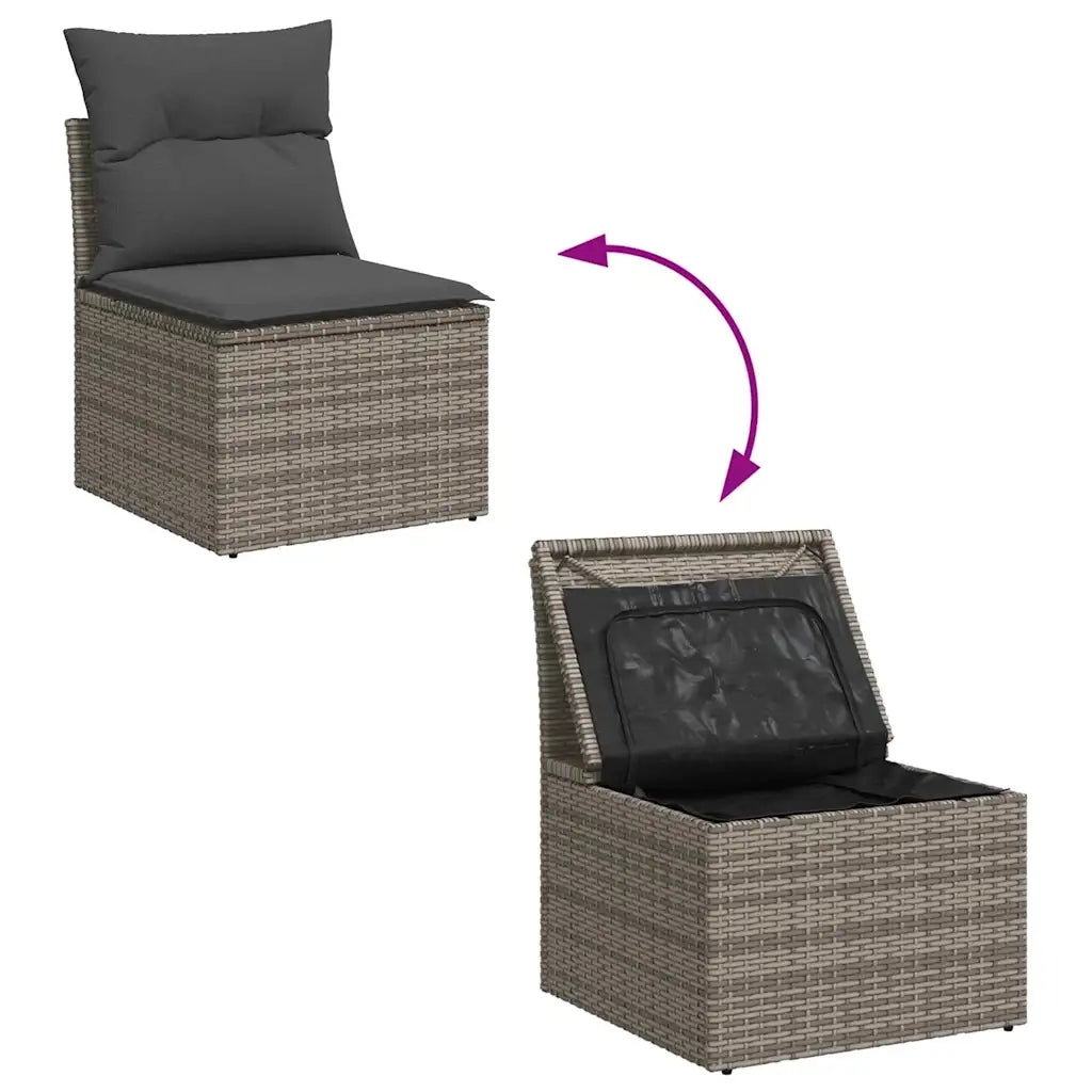 Set Divano da Giardino con cuscino 8 pcs Grigio Poly Rattan 3354418