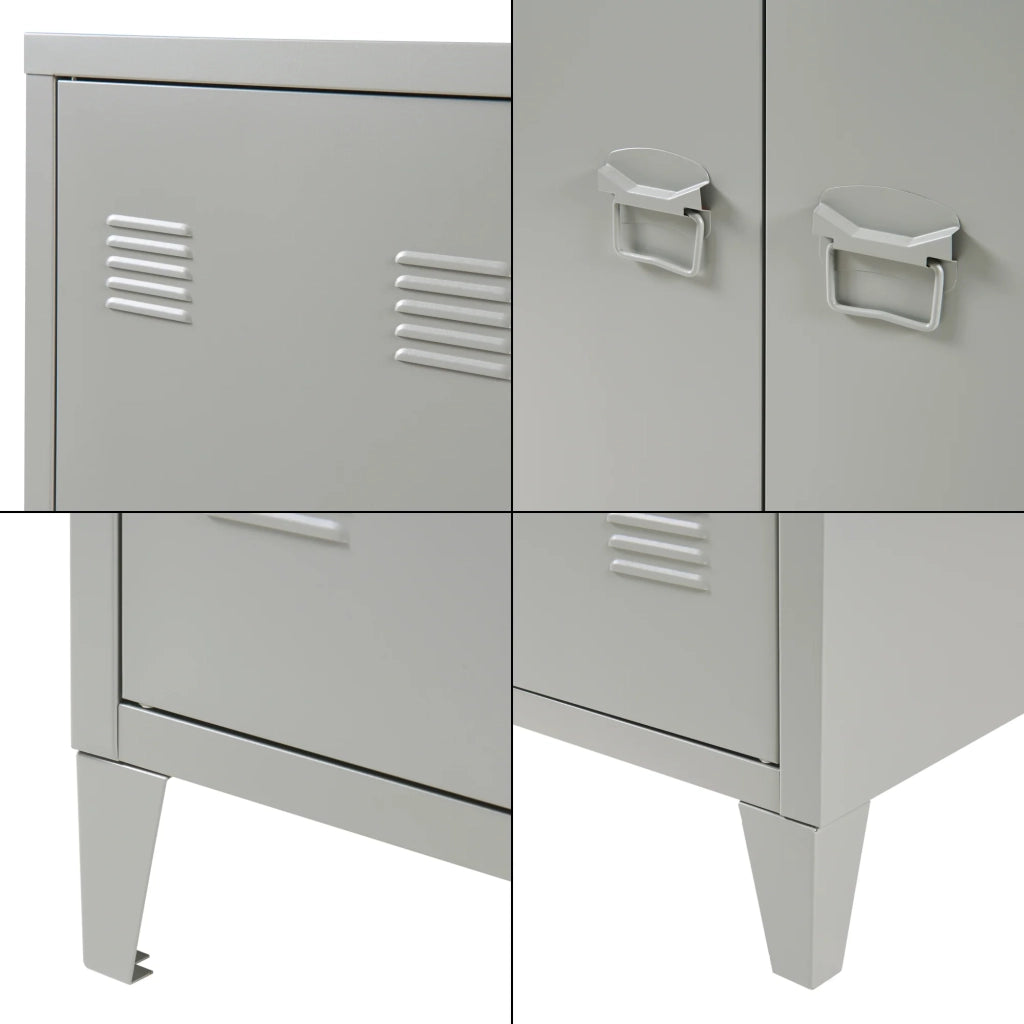 Armadietto da ufficio in metallo con 2 ante 110 x 75 x 33 cm grigio scuro 03_0009180