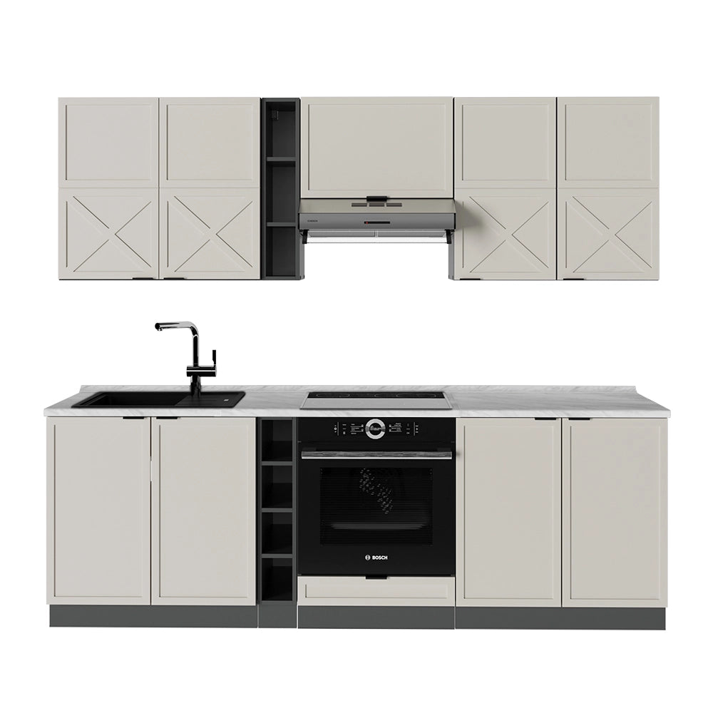 Cucina componibile Fame-Line GrigioBeige/Antracite 235 cm, PL Marmo Vicco