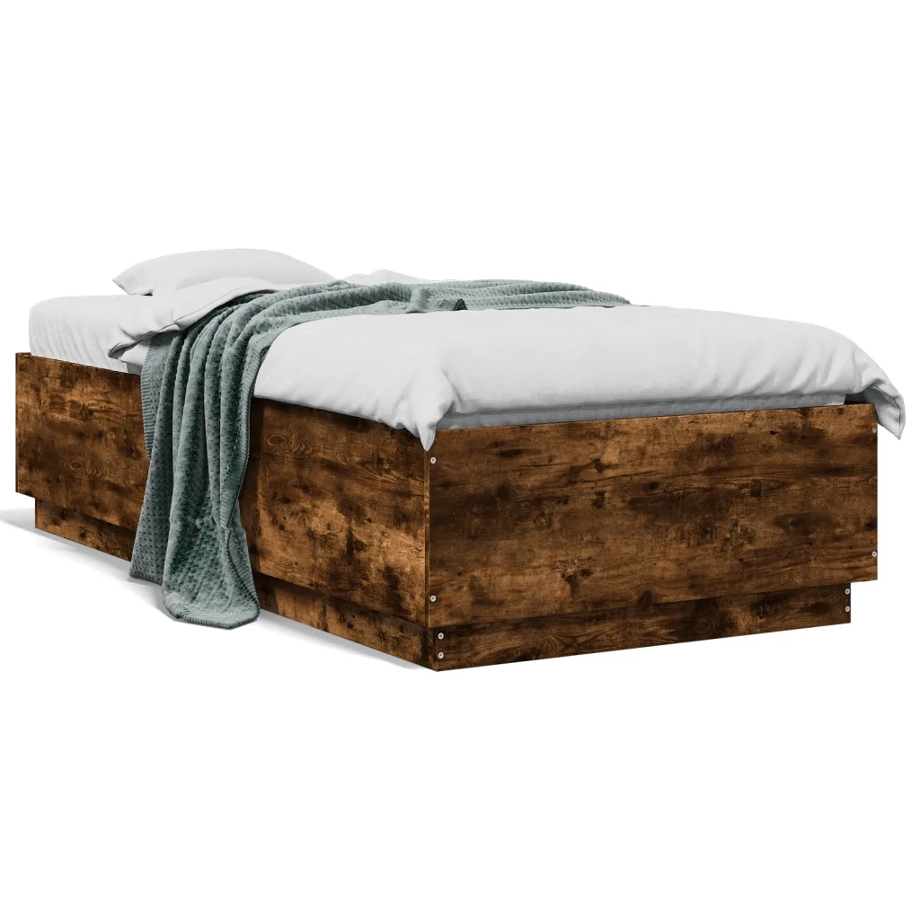 Giroletto Luci LED Rovere Fumo 90x190 cm in Legno Multistrato 3209664