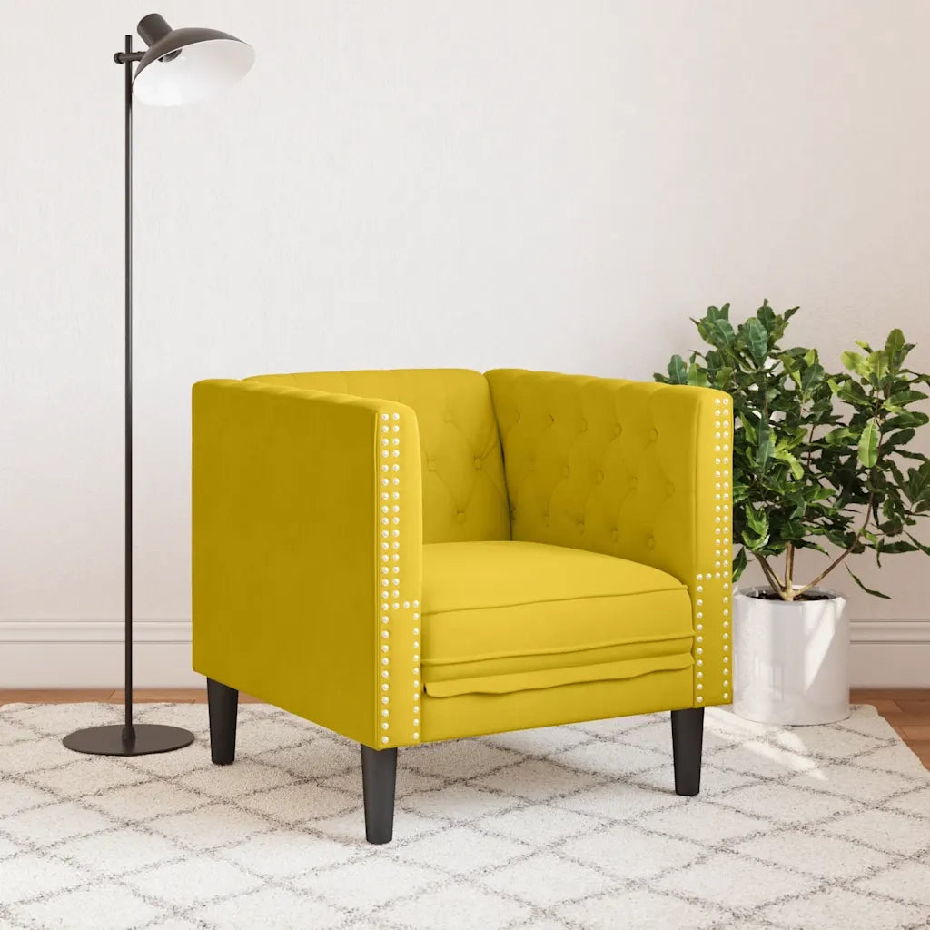 Divano Sedia-Poltrona Chesterfield Gialla in Velluto