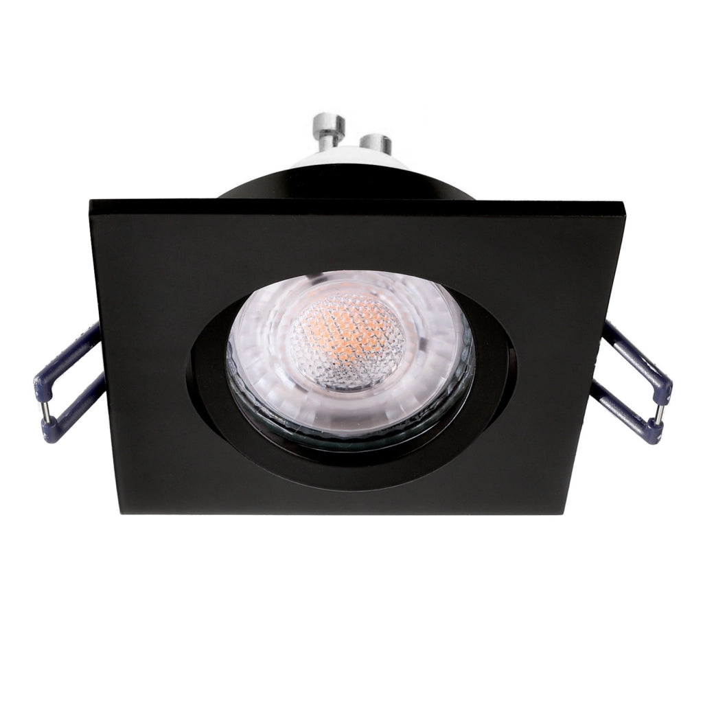 Faretto ad incasso LED 8W GU10 nero quadrato foro 70mm moderno orientabile luce soffitto negozio vetrina NERO 3000K