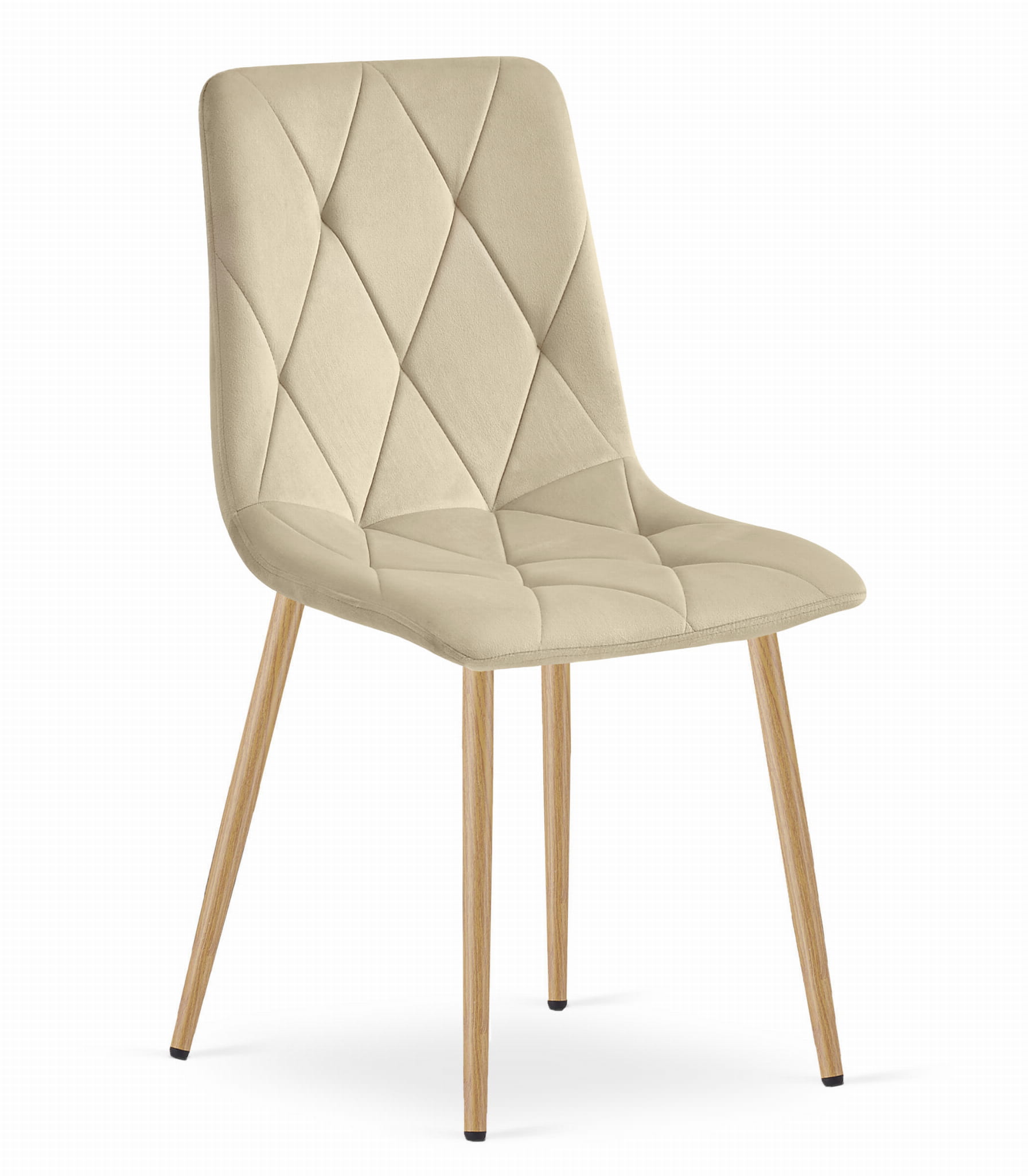 Sedia Valora TYRA in velluto beige chiaro con gambe color legno x2