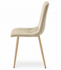 Sedia Valora TYRA in velluto beige chiaro con gambe color legno x2