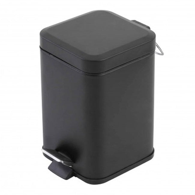 Pattumiera da Bagno a Pedale Quadrata Piccola in Acciaio Cestino Rifiuti 3 Lt Colore: Nero
