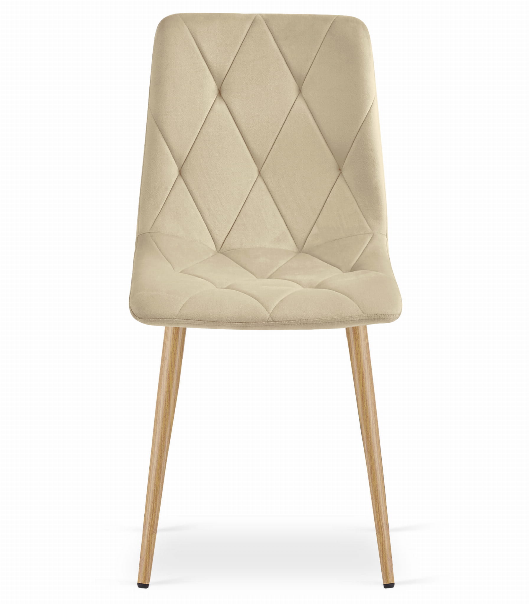 Sedia Valora TYRA in velluto beige chiaro con gambe color legno x3