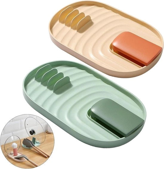Sostegno pieghevole per coperchio e cucchiaio - accessori da cucina multifunzionali - contenitore per posizionamento di posate per prevenire macchie di gocce