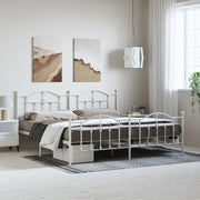 Giroletto con Testiera e Pediera-Struttura Letto Metallo Bianco 193x203 cm 600867