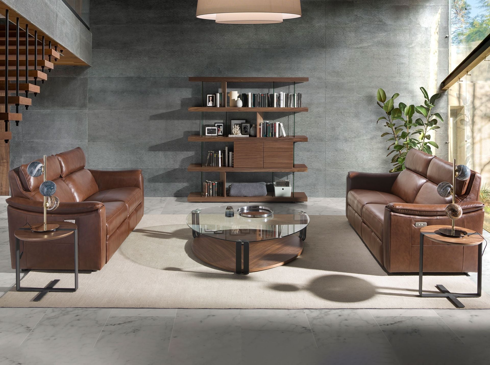 Ripiano in noce e vetro