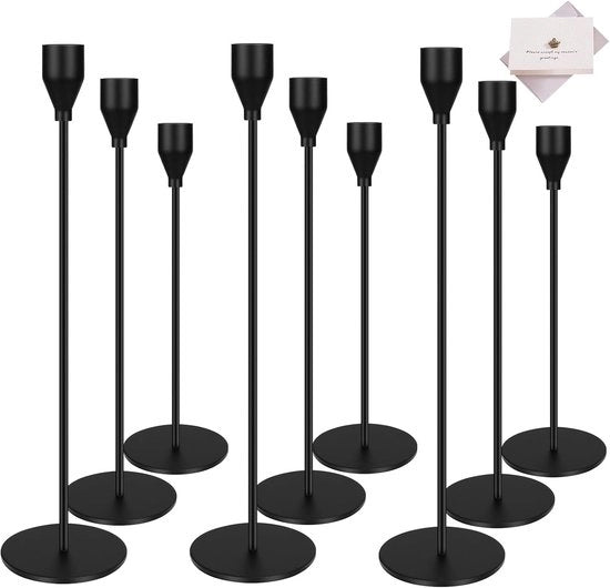 Set di Candelabri Moderni in Metallo - 3 pezzi - Nero - Metallo - Dimensioni Variabili